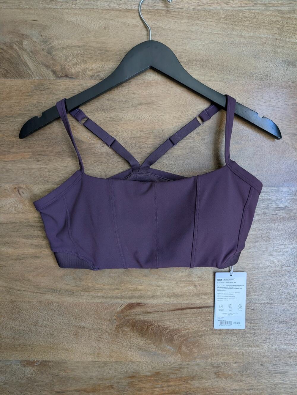 NWT LSKD Momentum Corset Sports Bra Womens Large Midnight Plum Adjustable Strap